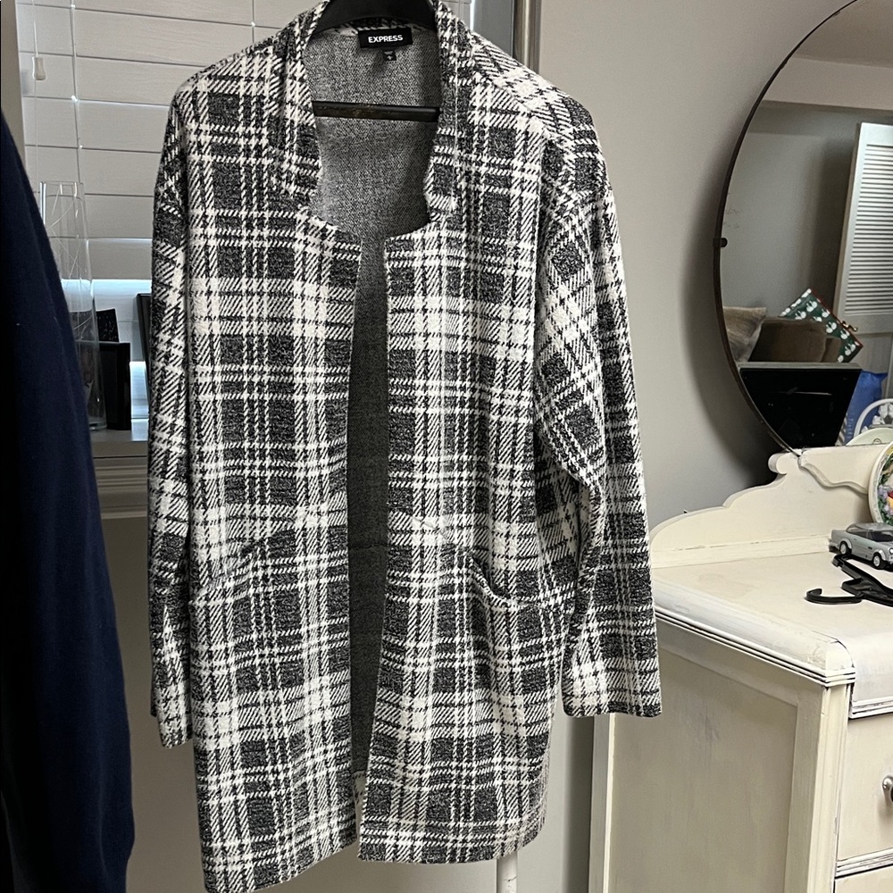 Express Women's Monochrome Plaid Blazer